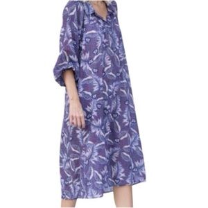 Xirena Kaity midi dress blue fauna floral Xs cotton